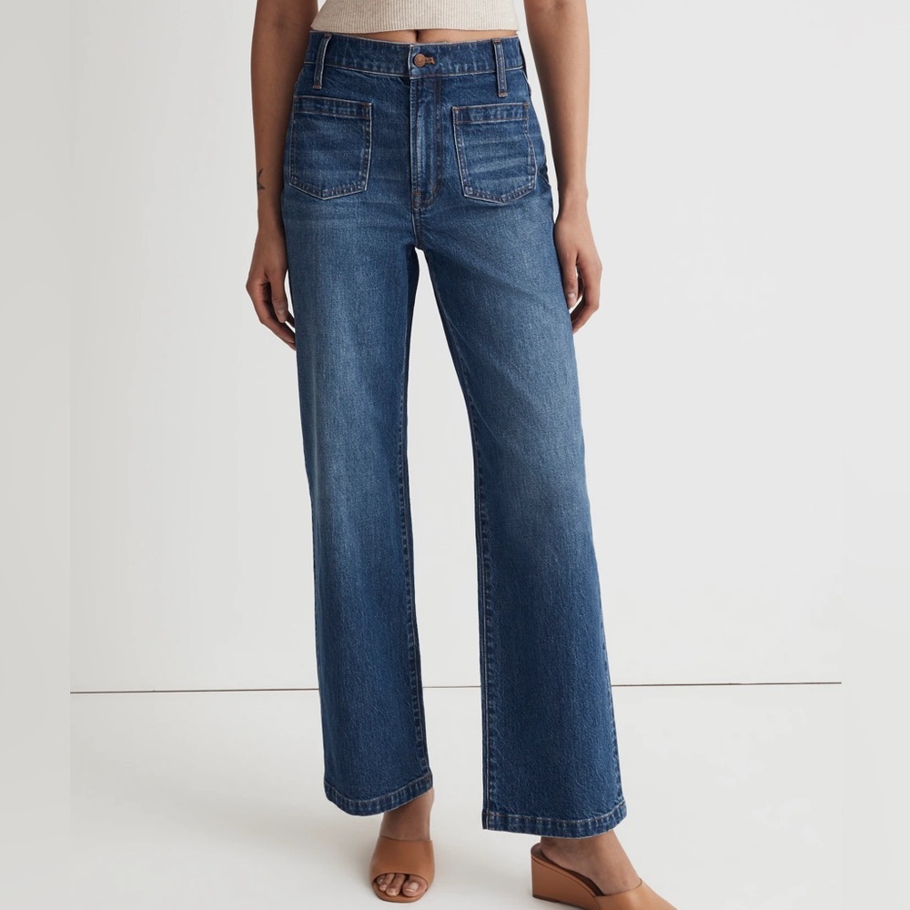 madewell perfect vintage wide leg jean patch pocket